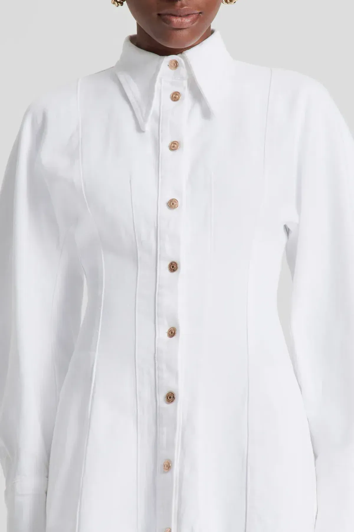 Scanlan Theodore Denim Cocoon Sleeve Mini Dress White Size 8 - Image 3