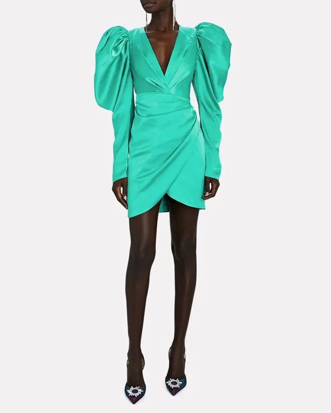 Acler Irwin Mini Dress Electric Green Size Au 10 for rent on The Volte - main image