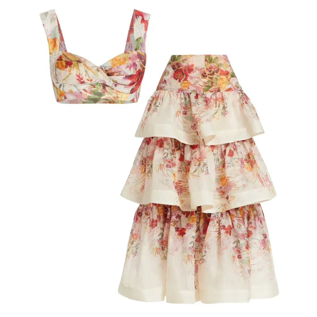 Zimmermann Elka Poppy Wonderland Bralette And Skirt Set Floral Size 1/Au 10 for rent on The Volte - main image