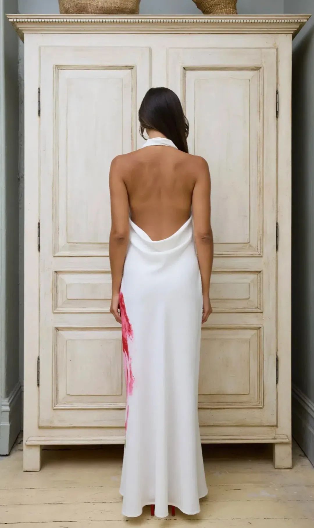 With Harper Lu Cowl Slip Dress White Rose Size XS / AU 6 for rent on The Volte - main image