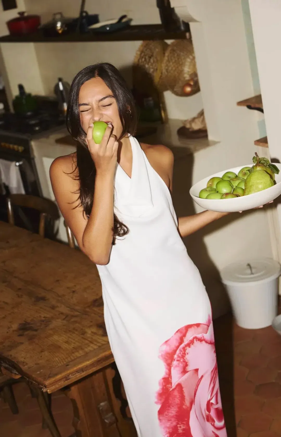 With Harper Lu Cowl Slip Dress White Rose Size XS / AU 6 for rent on The Volte - main image