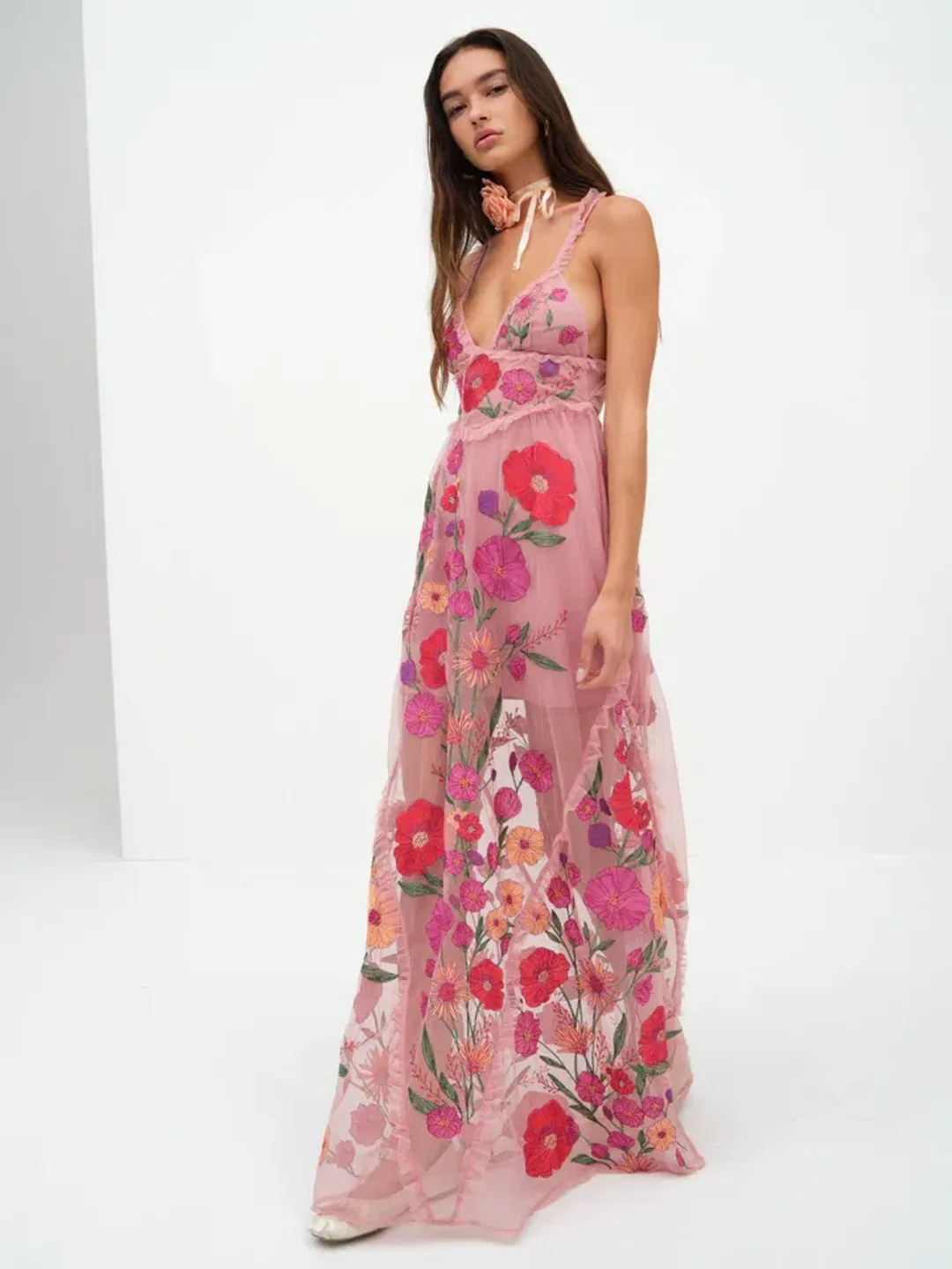 For Love & Lemons Kaylee Maxi Dress Pink Floral Size S / AU 8 for rent on The Volte - main image