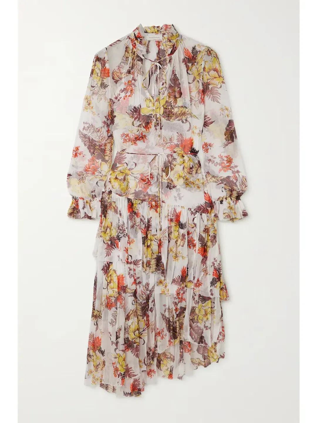 Zimmermann Matchmaker Tiered Midi Dress Ivory Tropical Floral Size 0P / AU 6 for rent on The Volte - main image