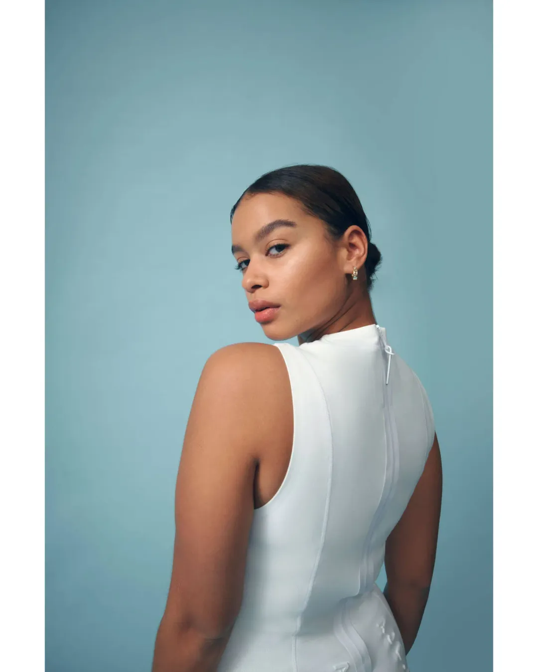 Aje signature logo dress in Ivory Size AU 8 for rent on The Volte - main image