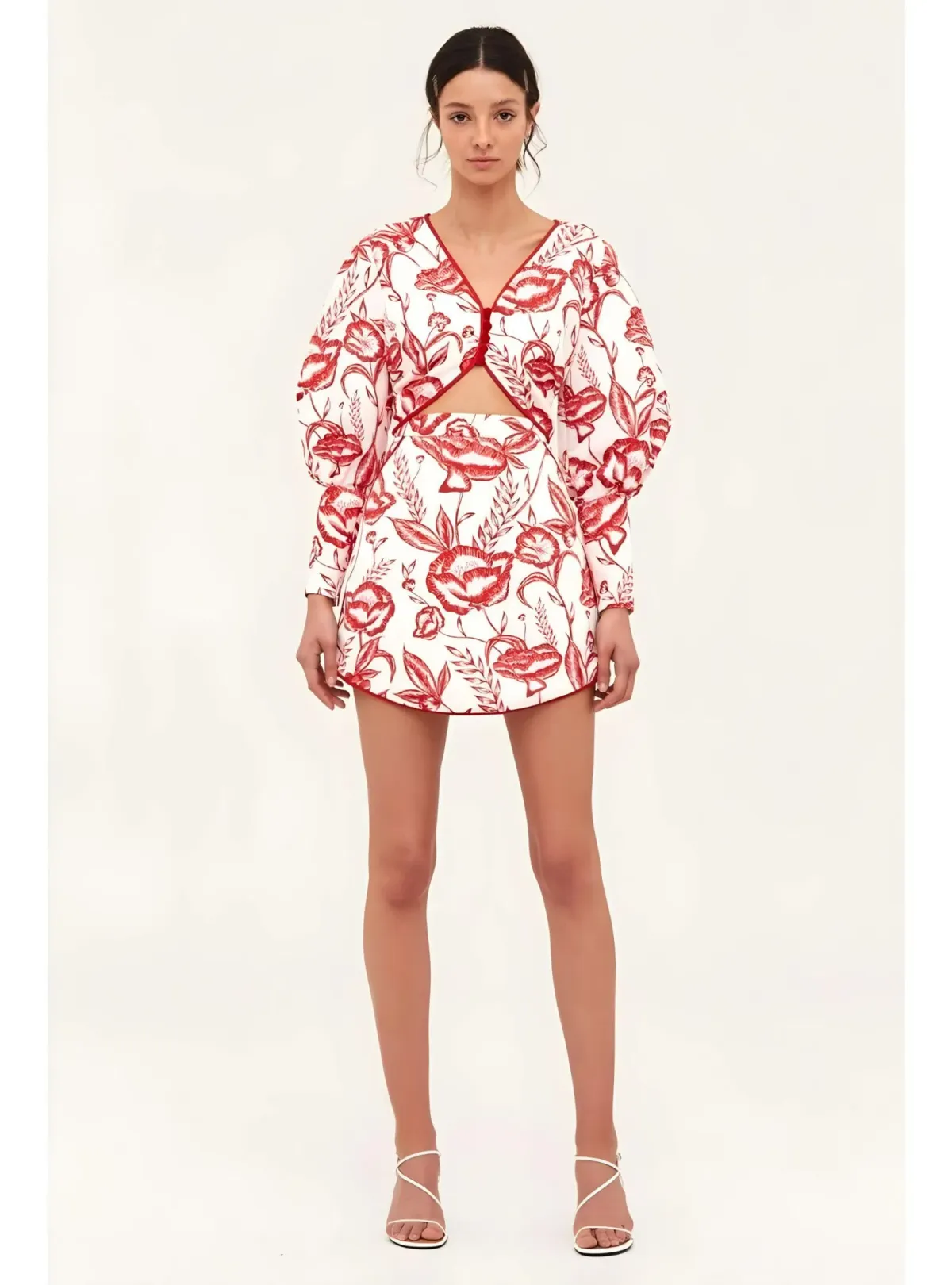 C/MEO Collective White Lie LS Dress Red/White Size AU 6 - Image 1