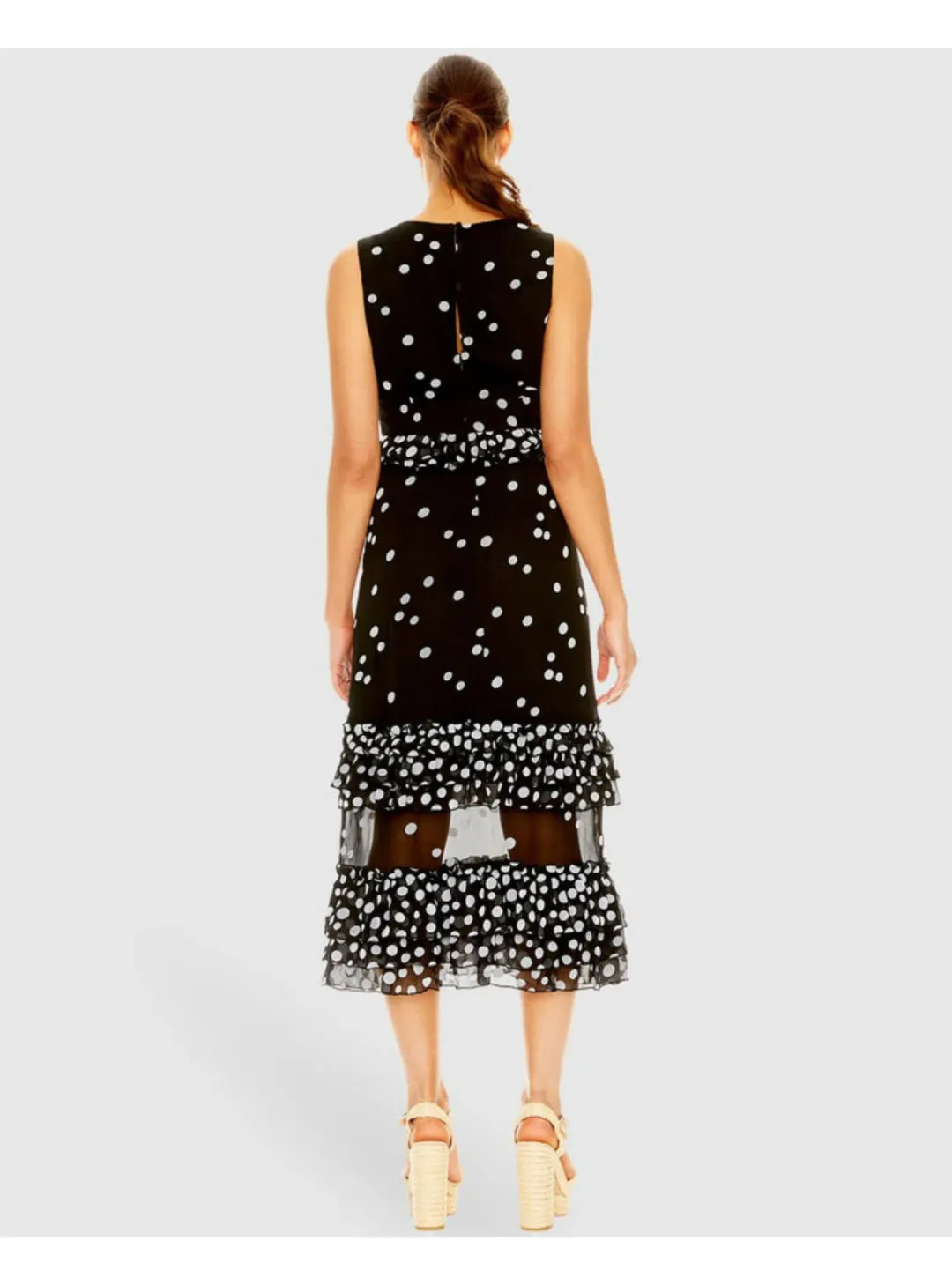 Talulah Love Shak Midi Dress  Mono Spot Print Size XS / AU 6 for rent on The Volte - main image