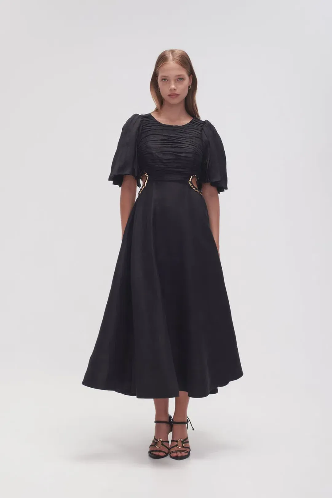 Aje Monica Chainlink Midi Dress Black Size 8 for rent on The Volte - main image