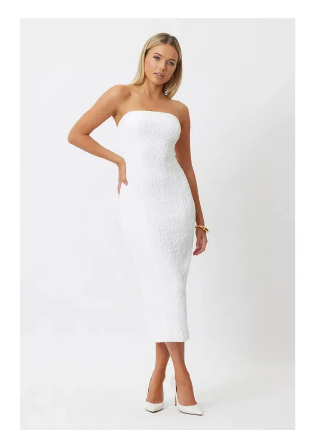Bianca and Bridgett Dixon Strapless Midi Dress White Size 8 - Image 3