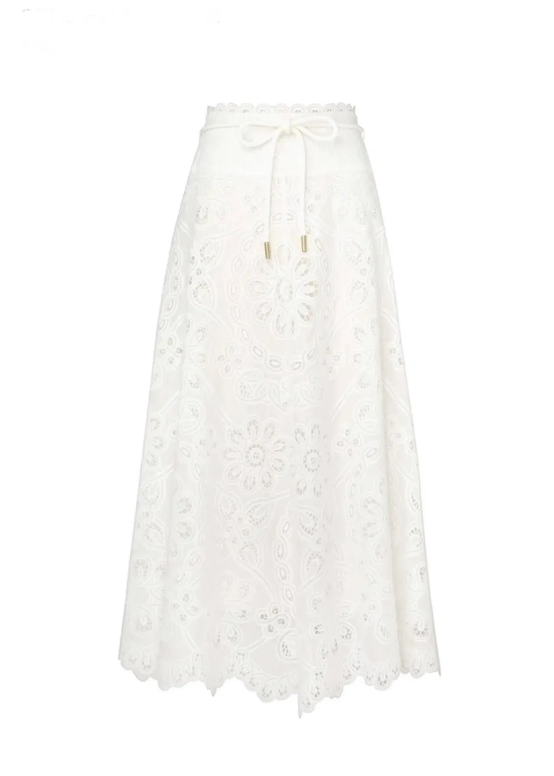 Zimmermann Ottie Embroidered Bodice & Flared Skirt Set Ivory Size 1 / AU 10 for rent on The Volte - main image