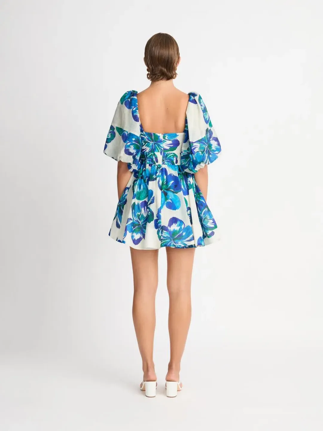 Sheike Hibiscus Mini Dress Floral Blue Size 6 for rent on The Volte - main image