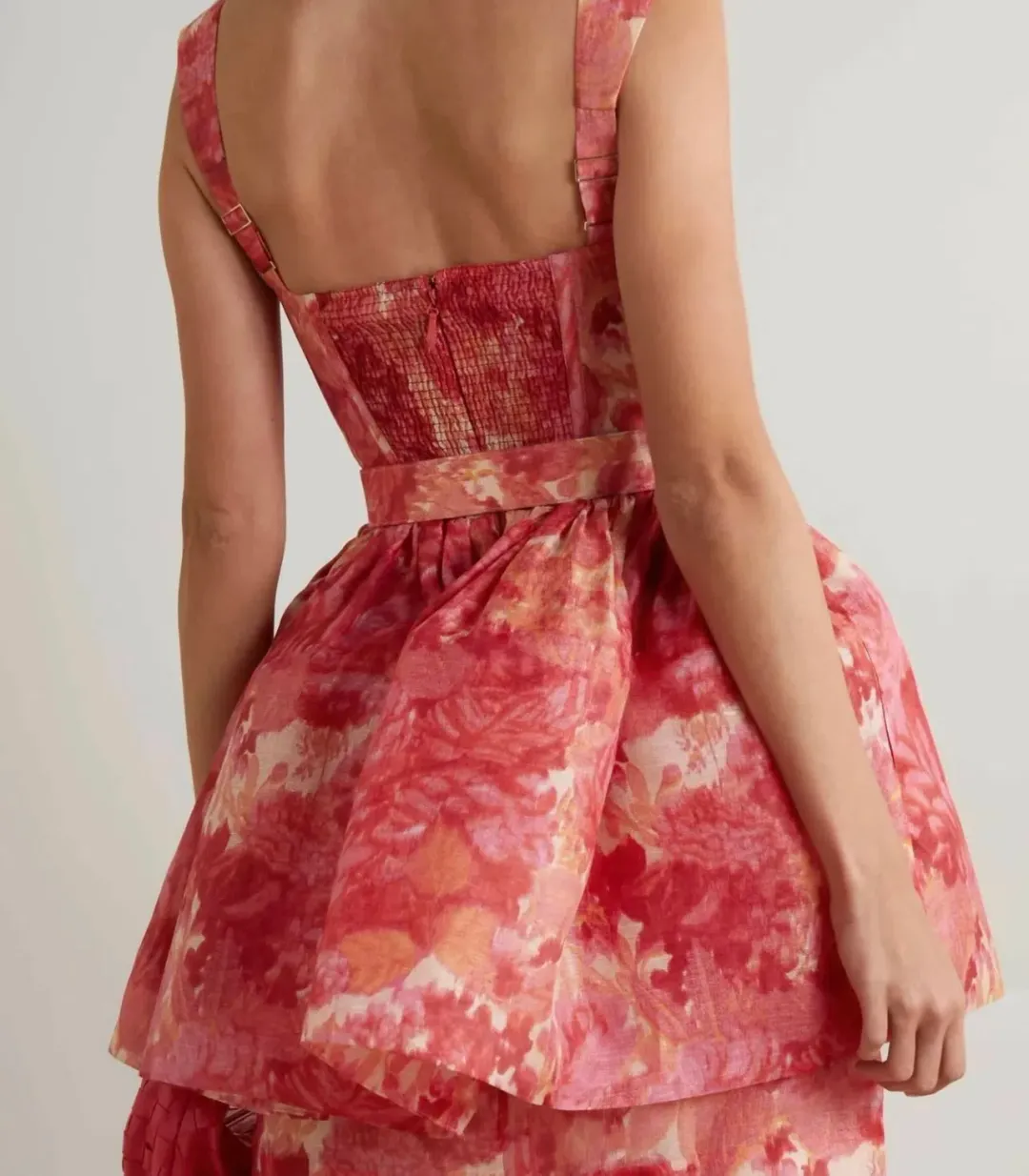 Zimmermann High Tide Mini Dress in Pink Ikat Floral Size 0P / AU 6 for rent on The Volte - main image
