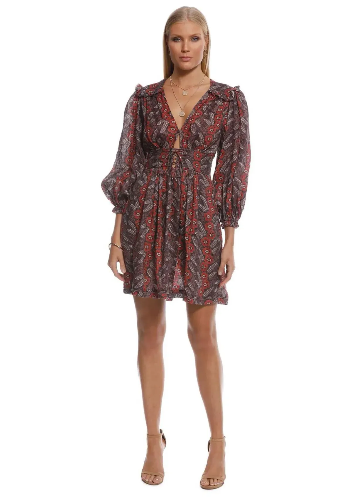 Zimmermann Bayou Corset Tie Front Mini Dress Floral Size 1 / AU 10 - Image 1