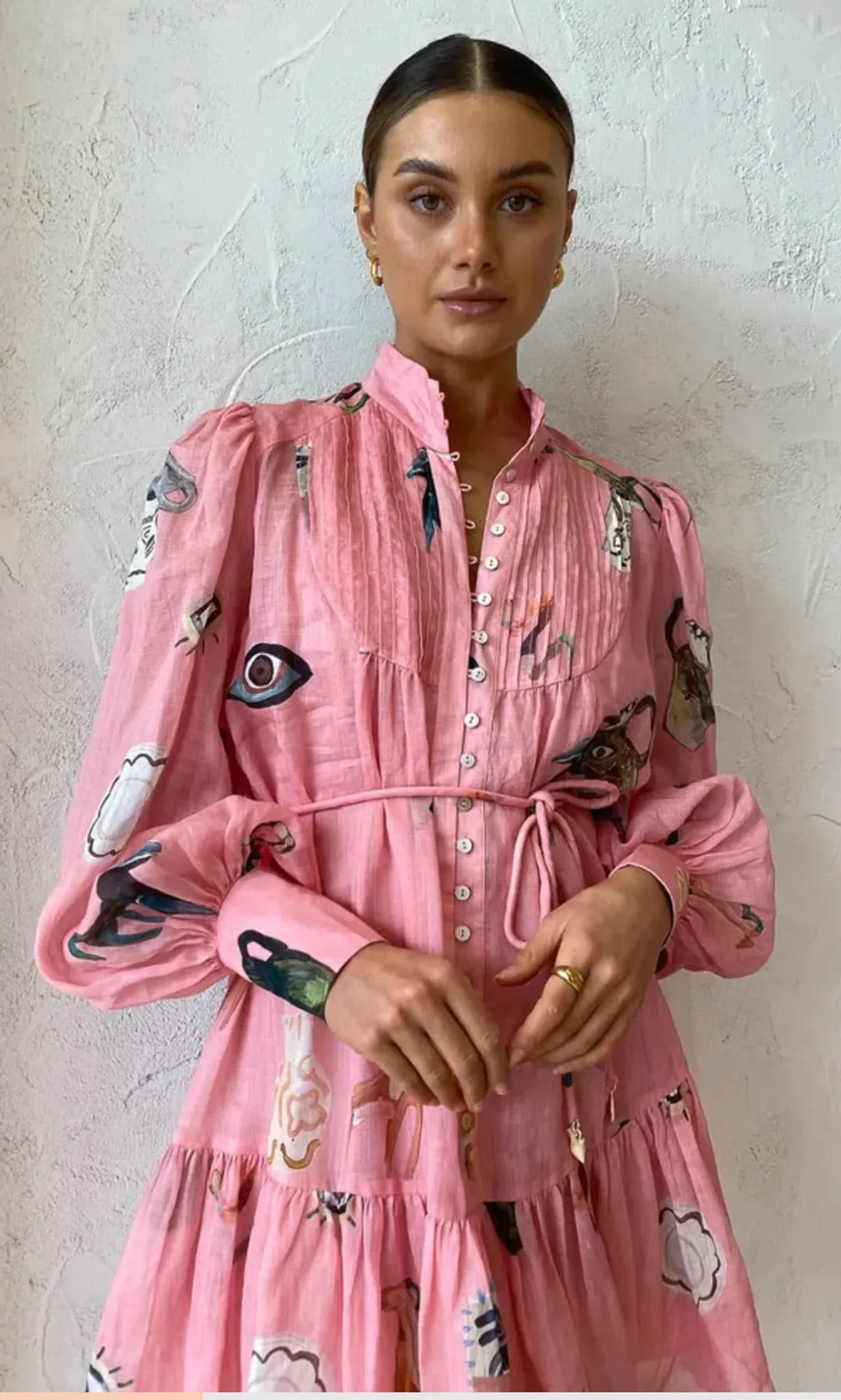 Alemais Cleo Smock Mini Dress Pink Size 14 for rent on The Volte - main image