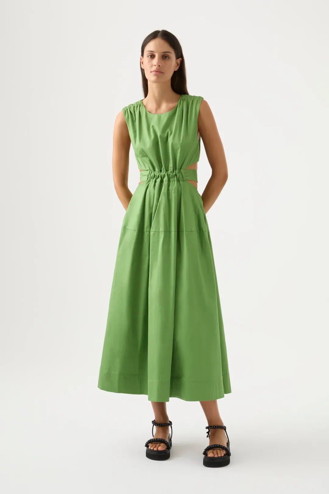 Aje Zorina Tie Midi Dress Green Size 14 for rent on The Volte - main image