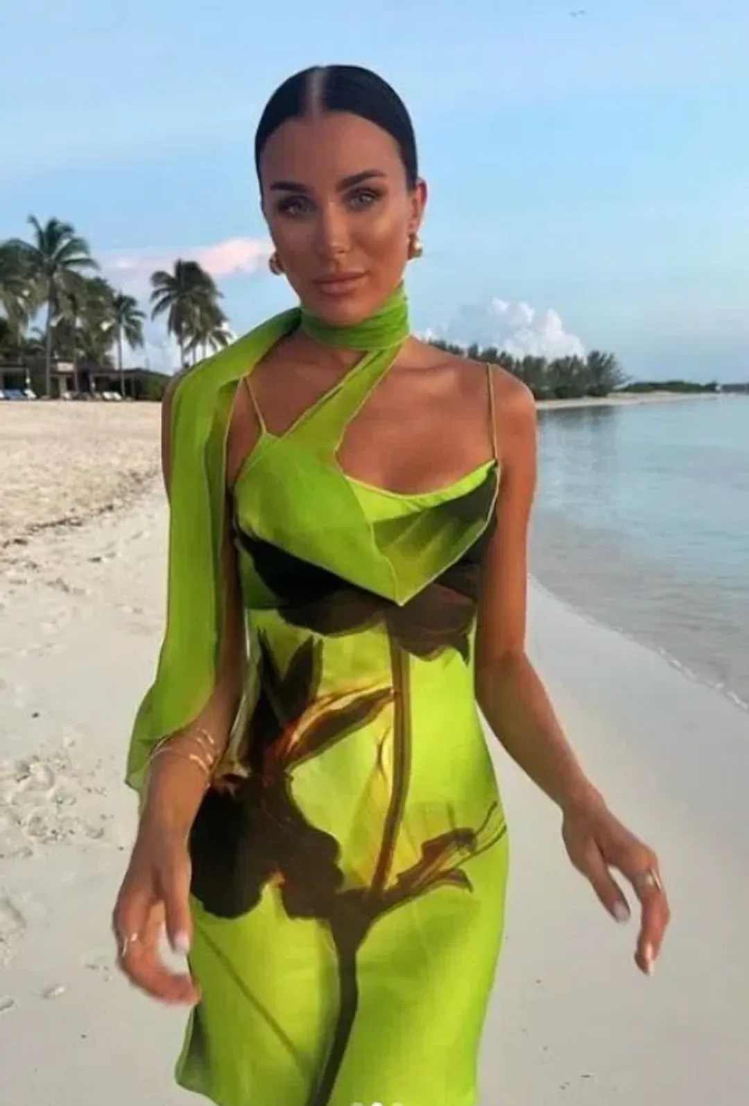 Rat and Boa Orisha Mini Dress Green Print Size XS/AU 6 for rent on The Volte - main image