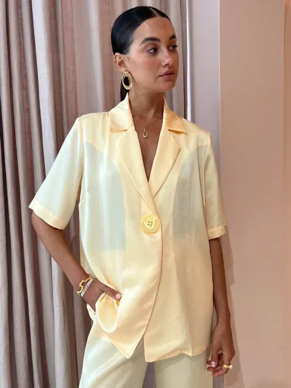 Viktoria and Woods Chorus Shirt w/ Belt Flax Yellow Size 1 /AU 8 - Image 3