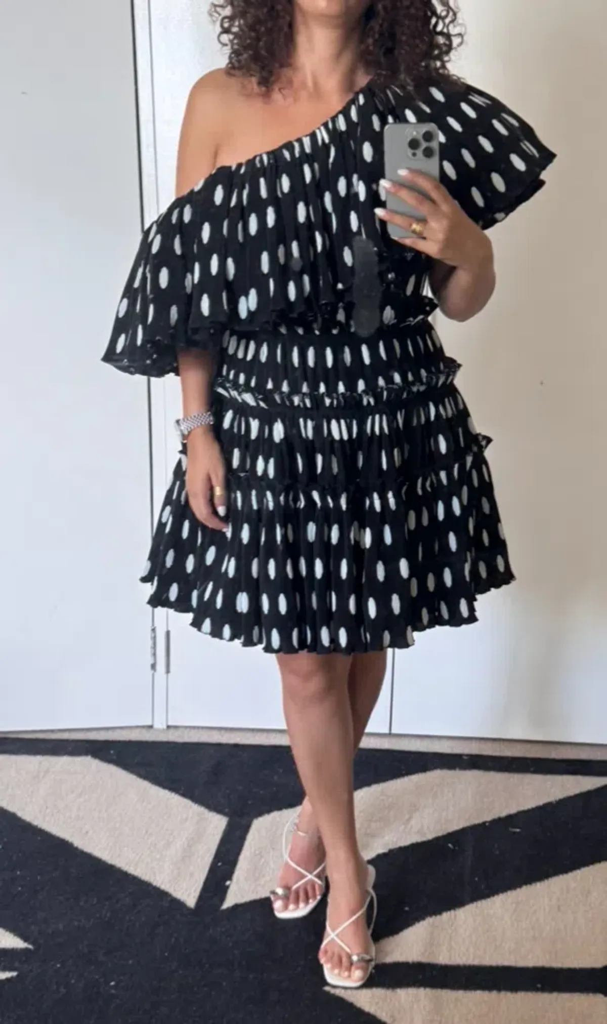 Sheike Carnival Mini Dress Black Polka Dot Size 10 - Image 1