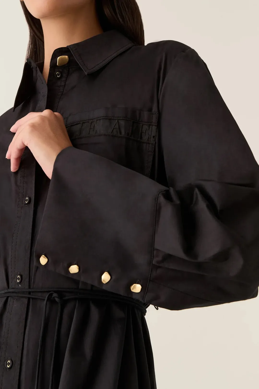 Aje Reframe Logo Shirt Midi Dress Black Size 12 for rent on The Volte - main image