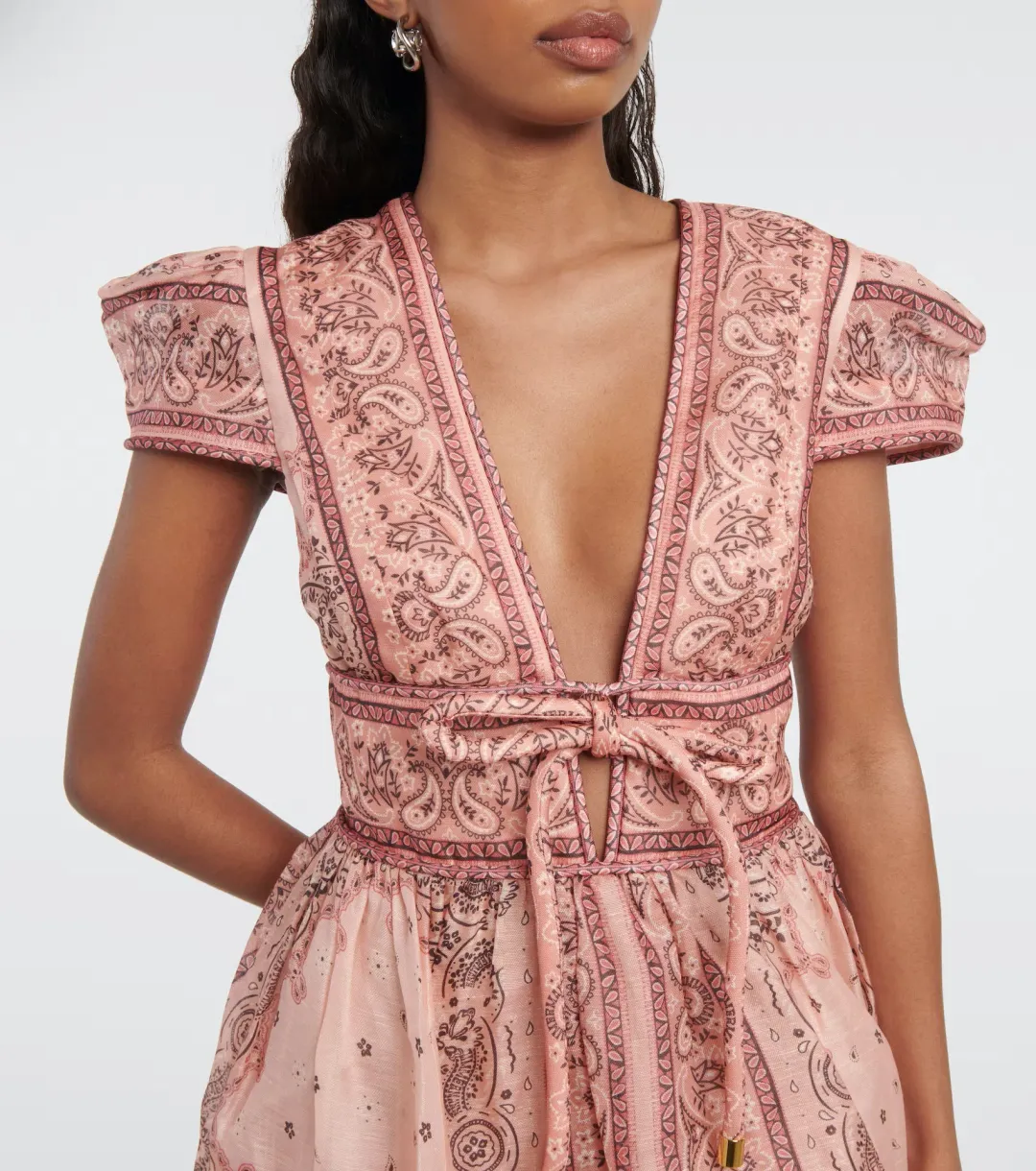 Zimmermann Matchmaker Structured Mini Dress in Pink Bandana Size 8 for rent on The Volte - main image