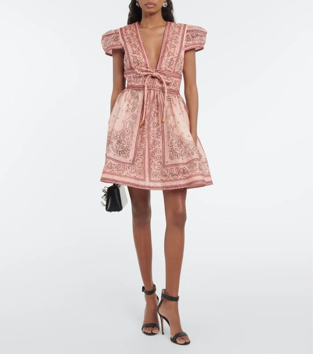 Zimmermann Matchmaker Structured Mini Dress in Pink Bandana Size 8 for rent on The Volte - main image