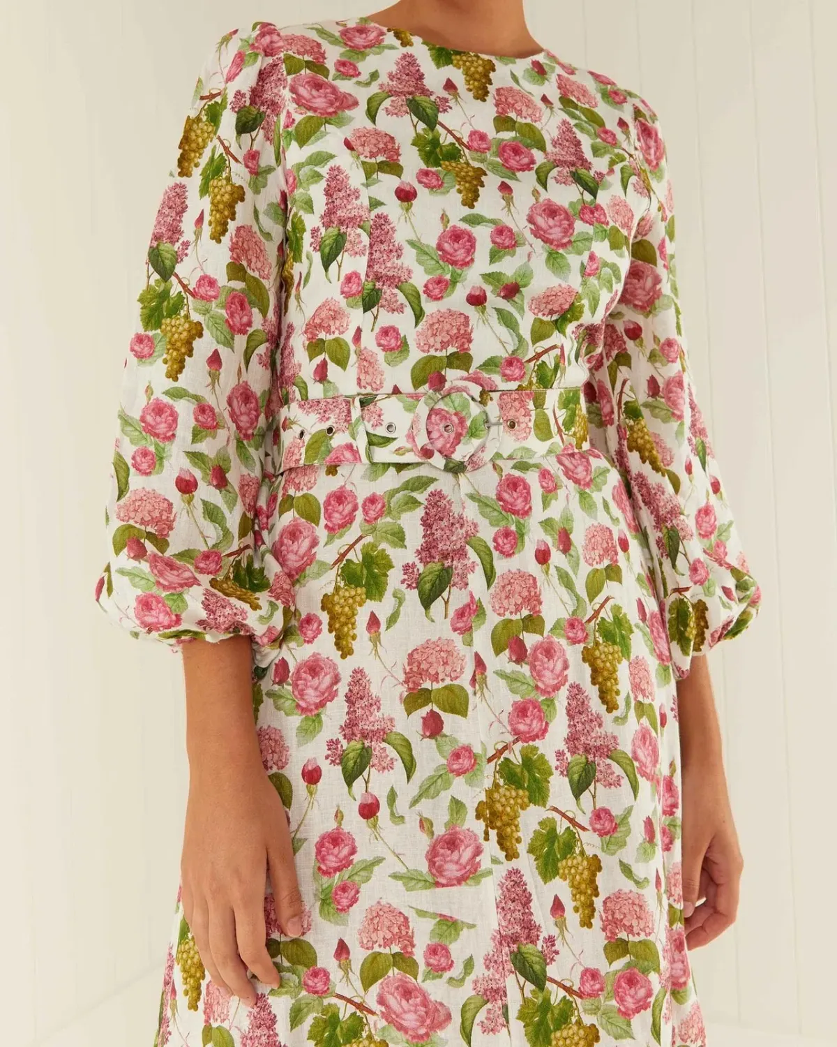 Palm Noosa Melrose Linen Long Sleeve Dress Pink Blooms Print Size 14 - Image 2