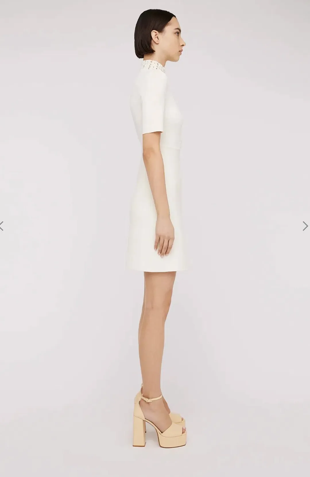 Scanlan Theodore The Crepe Knit Daisy Mini Dress Cream Size XS / AU 6 for rent on The Volte - main image