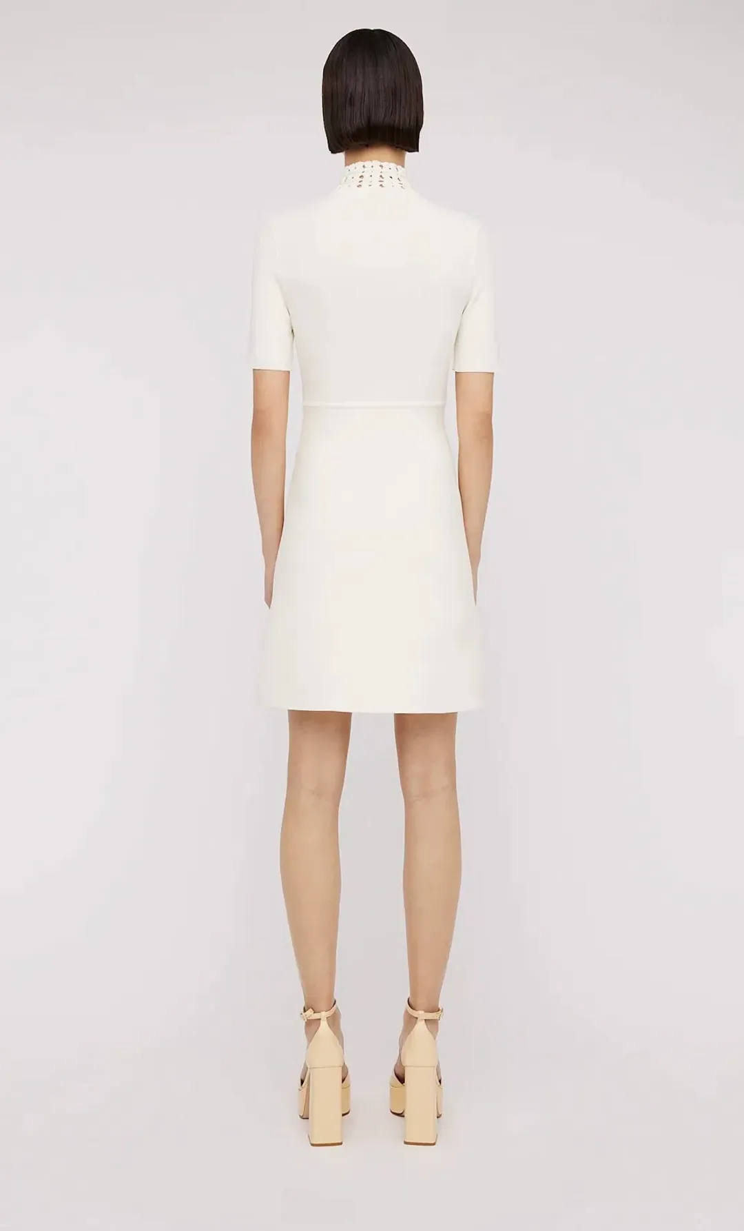 Scanlan Theodore The Crepe Knit Daisy Mini Dress Cream Size XS / AU 6 for rent on The Volte - main image