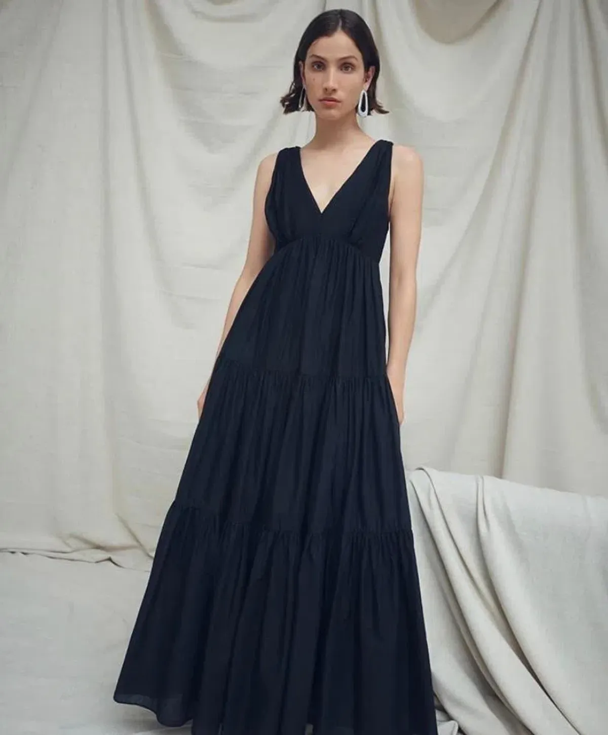 Aje Unending Tiered Cotton Maxi Dress Black Size 6 - Image 2