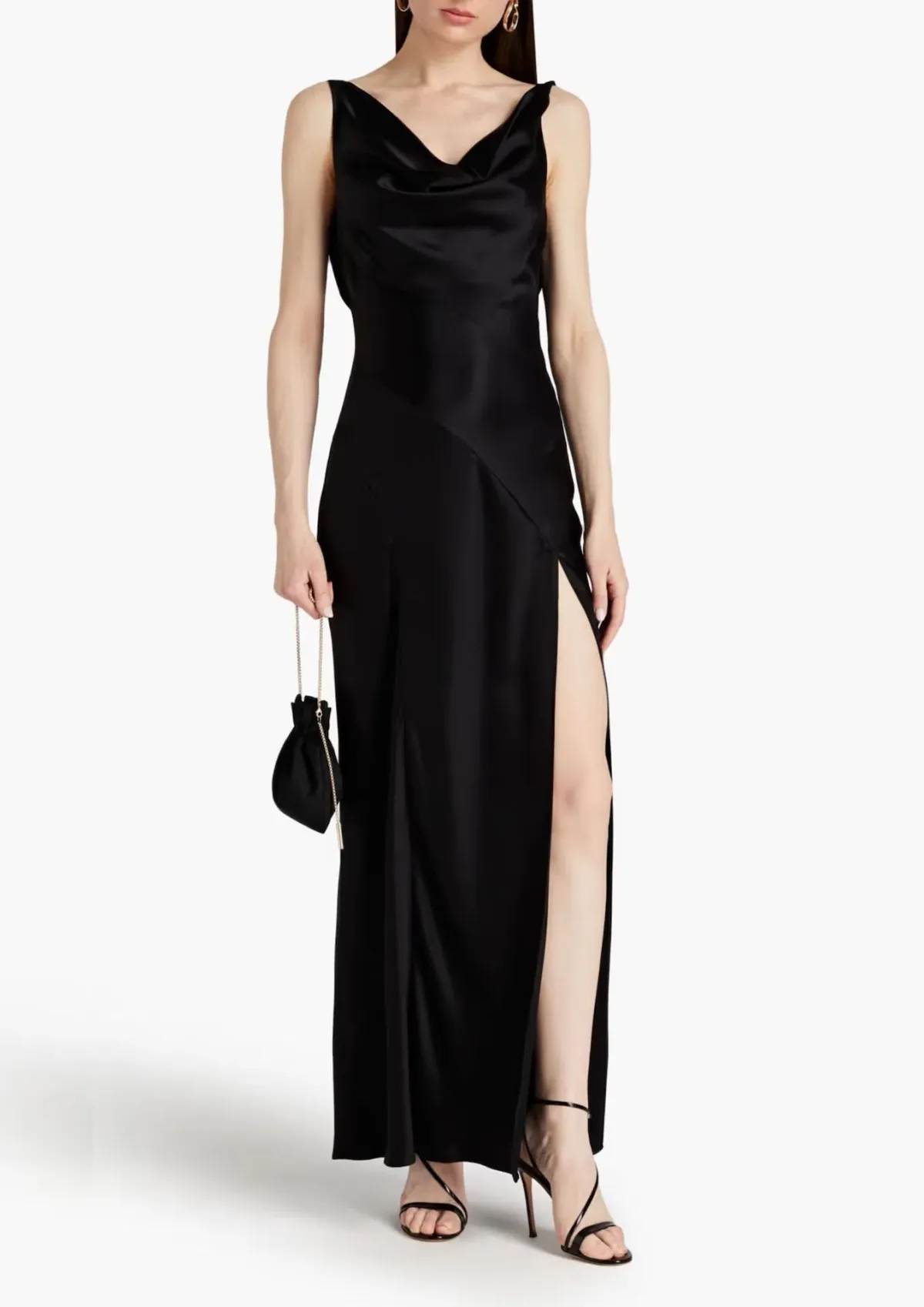 Nicholas Alfina Draped Satin Gown Black Size S / AU 8 - Image 1