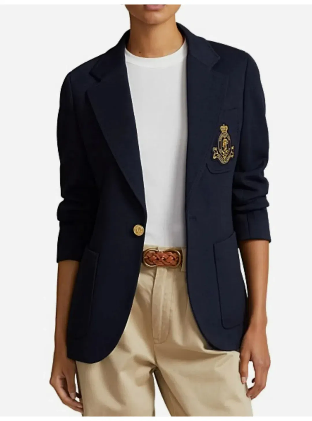 Ralph Lauren Crested Cotton Blazer Navy Size AU 6 for rent on The Volte - main image