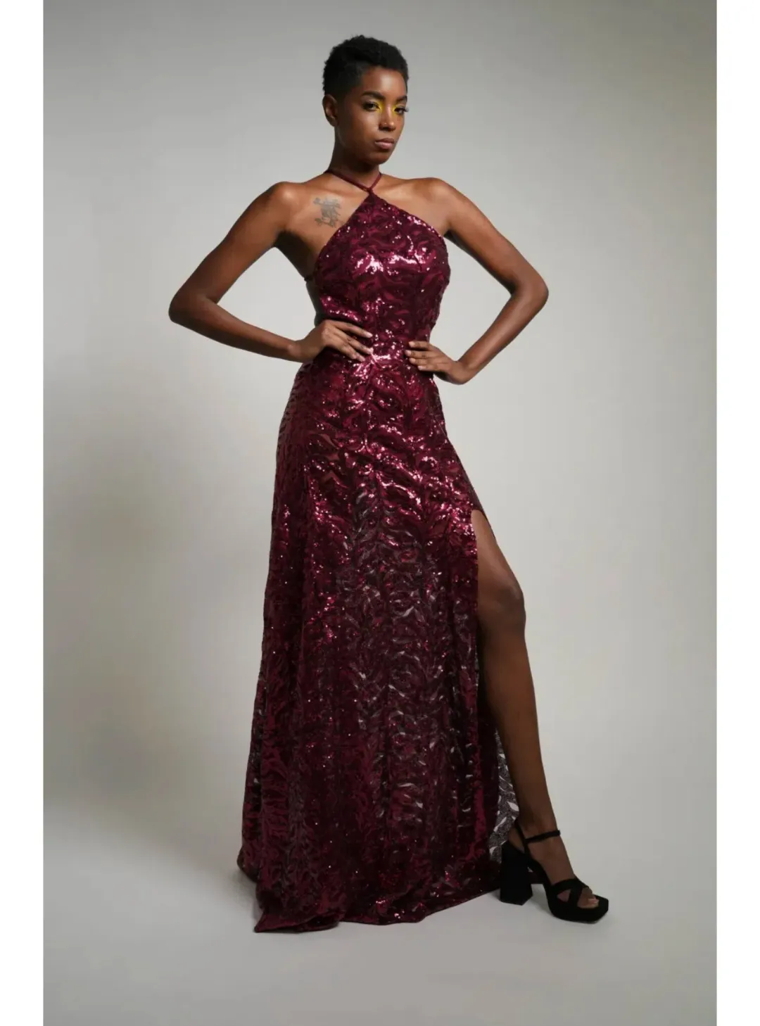 Alamour Almase Gown in Burgundy Size XS / AU 6 for rent on The Volte - main image