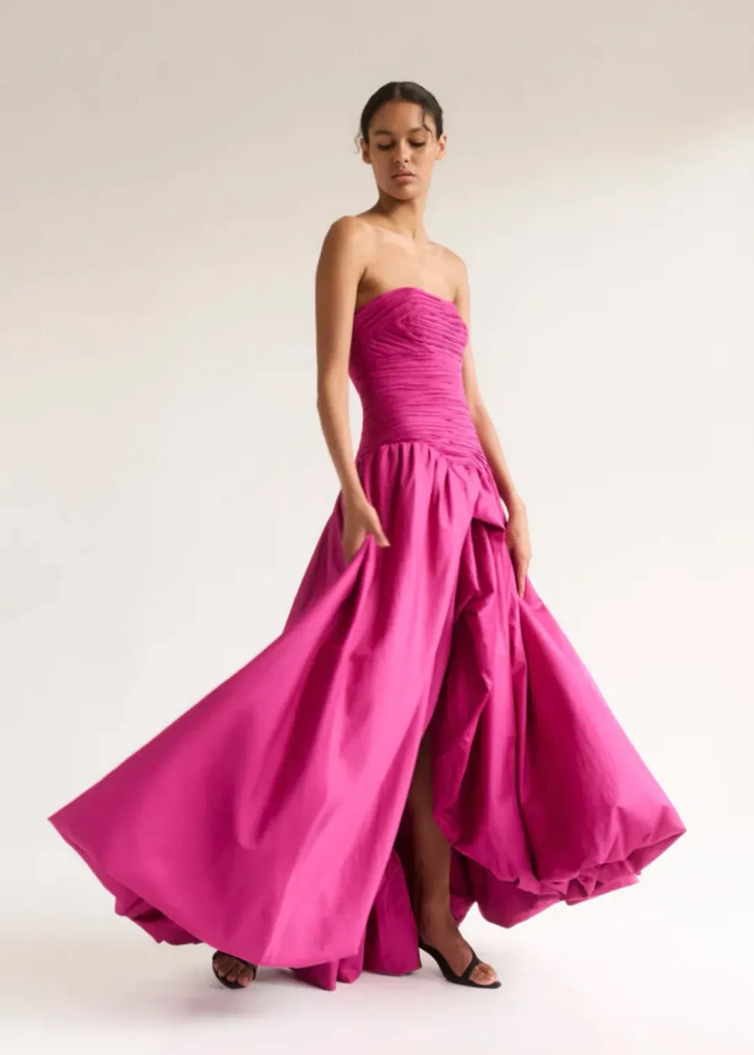 Aje Violette Bubble Hem Maxi Dress Deep Magenta Size AU 6 for rent on The Volte - main image