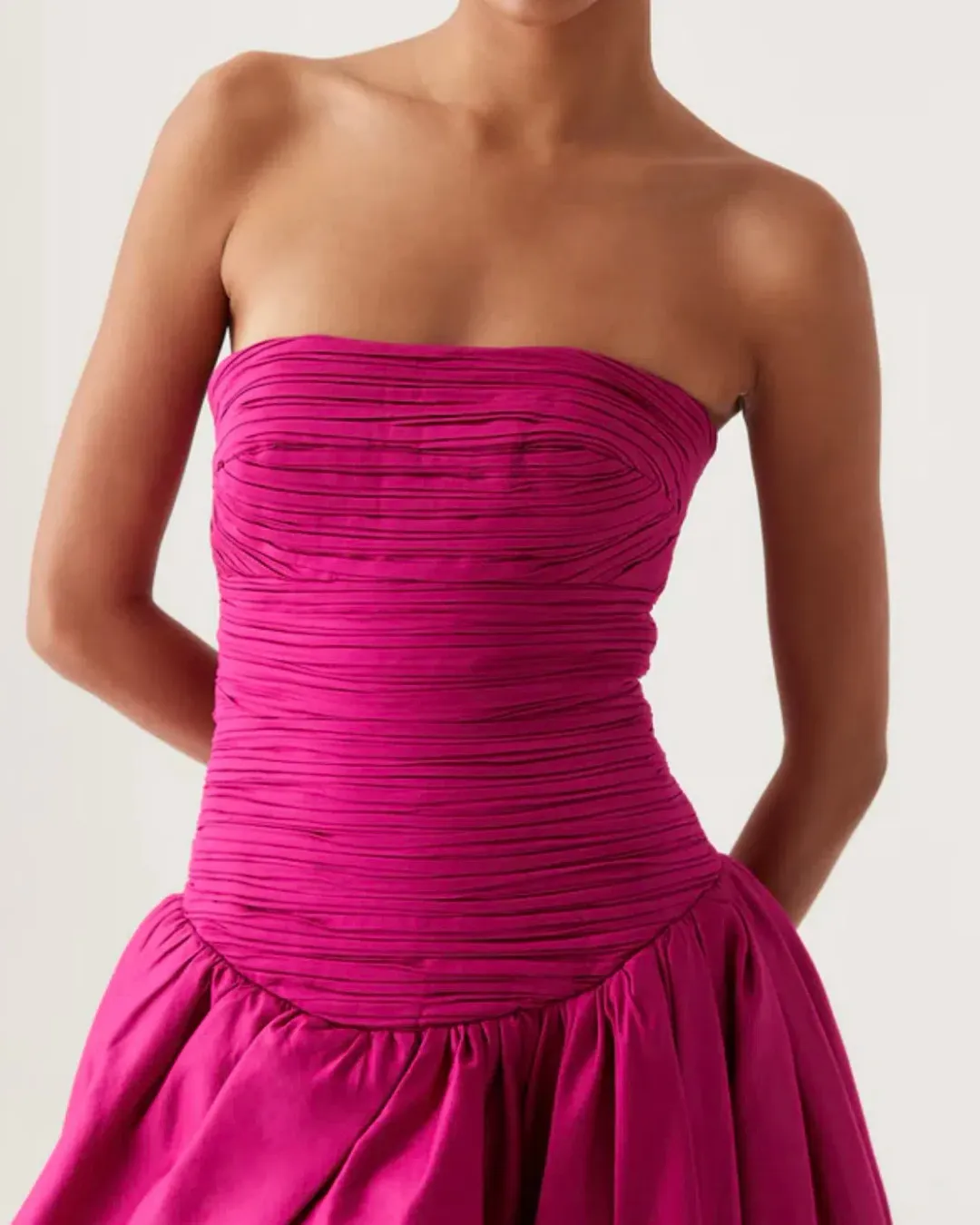 Aje Violette Bubble Hem Maxi Dress Deep Magenta Size AU 6 for rent on The Volte - main image