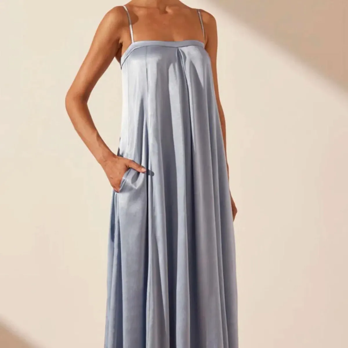Shona Joy La Lune Column Maxi Dress in Powder Blue Size AU 6 - Image 3