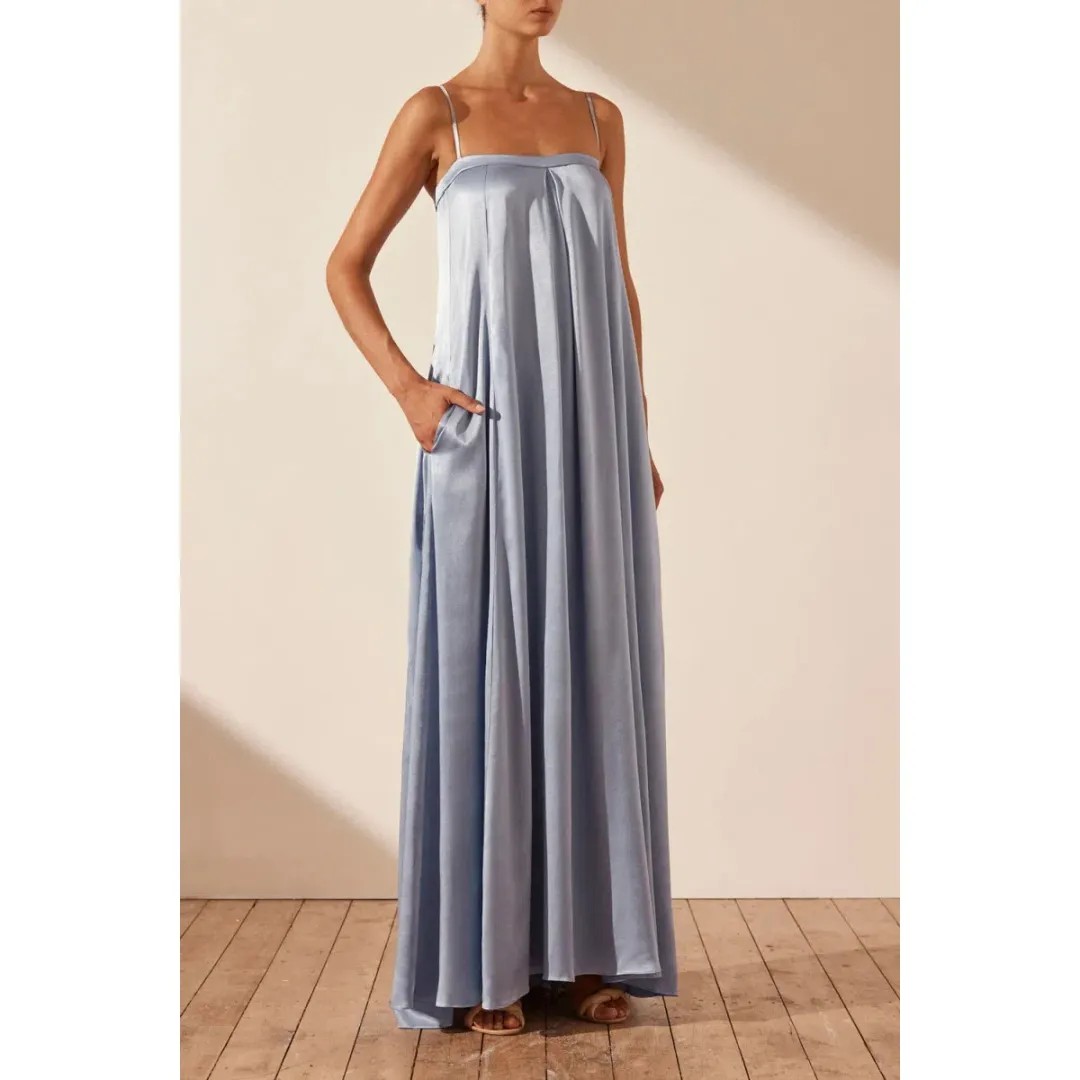 Shona Joy La Lune Column Maxi Dress in Powder Blue Size AU 6 for rent on The Volte - main image
