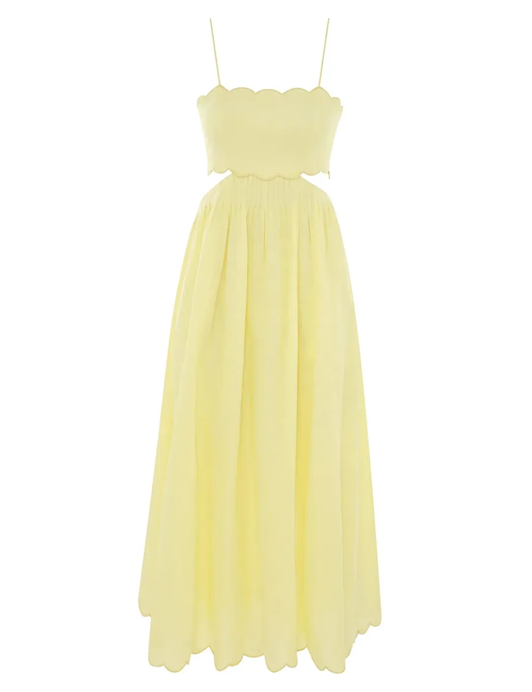 Zimmermann Halliday Scallop Midi Dress in Yellow Size 2 / AU 12  for rent on The Volte - main image