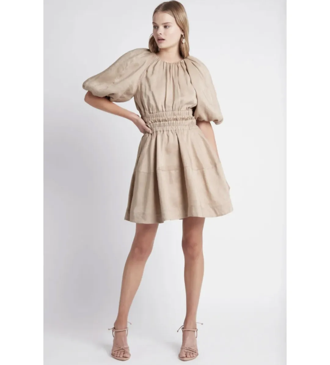 Aje Solitude Cutout Mini Dress Beige Size 10 for rent on The Volte - main image