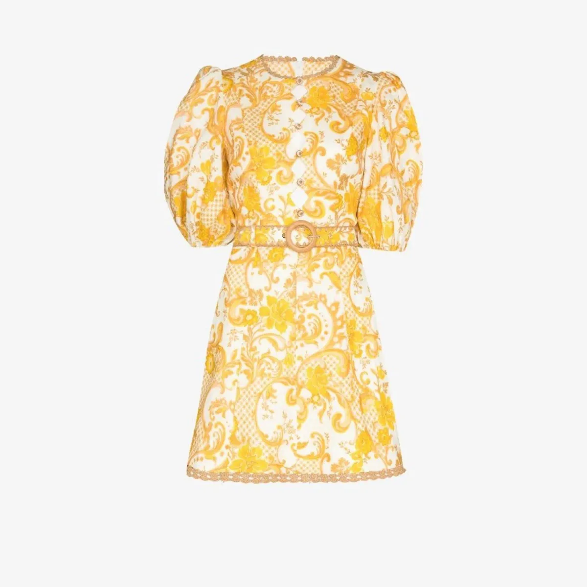 Zimmermann The Postcard Mini Dress in Swirl Floral Yellow  Size 0P/Au 6 - Image 2