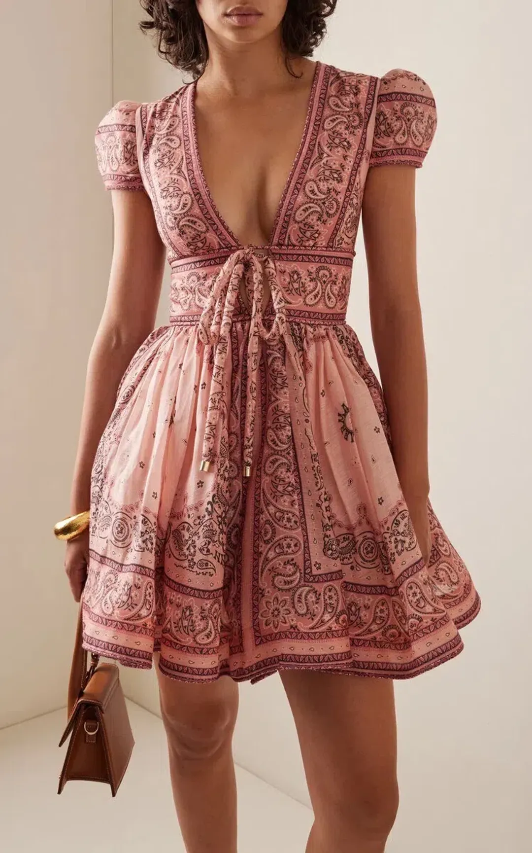 Zimmermann Matchmaker Structured Mini Dress Pink Bandana Size 3 / AU 14 for rent on The Volte - main image