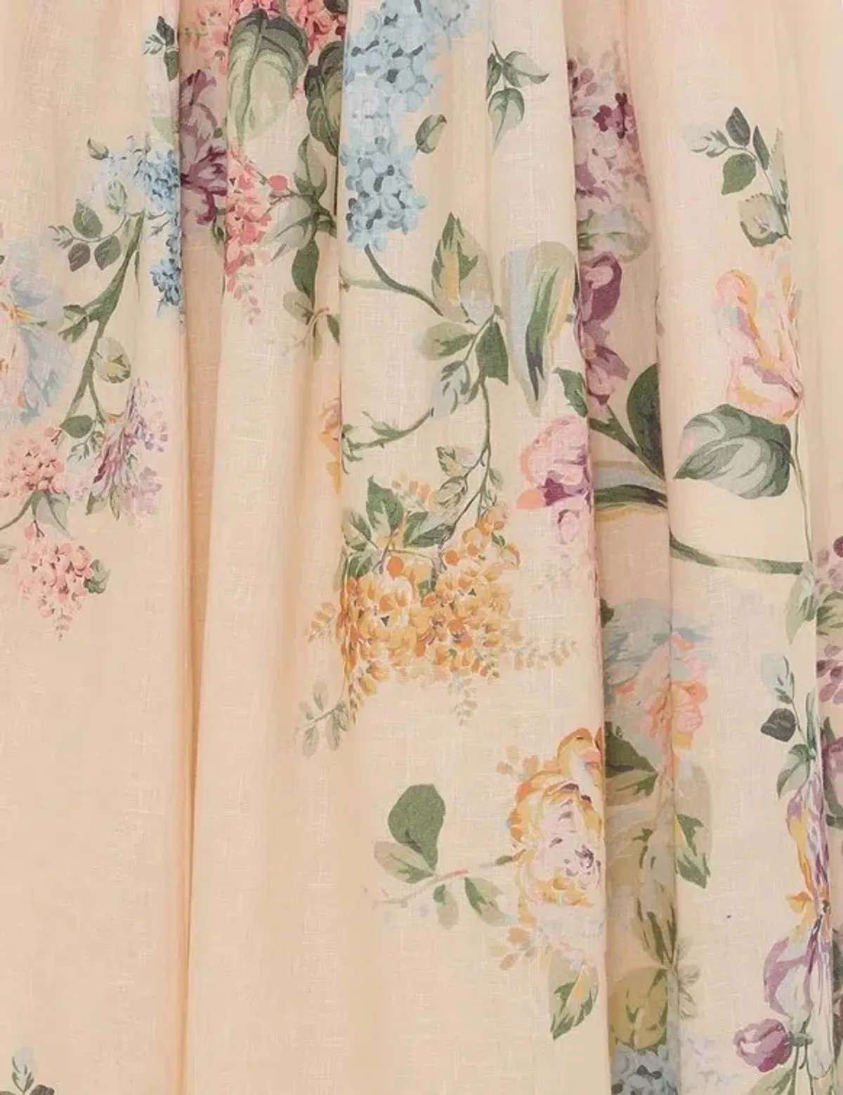 Zimmermann Halliday Scallop Midi Dress in Cream Watercolour Floral Size 10 - Image 5