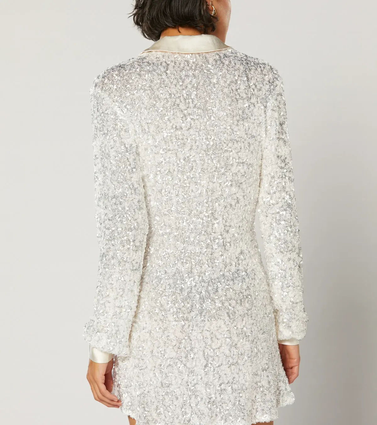 Winona Arissa Wrap Shirt Dress White Sequin Size 8 - Image 3