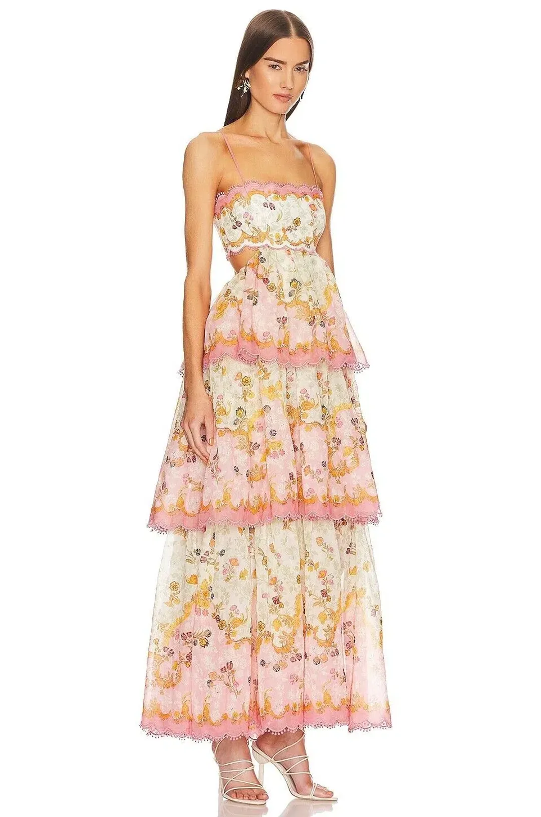 Zimmermann Laurel Frill Midi Dress Floral Size 4 / AU 16 for rent on The Volte - main image