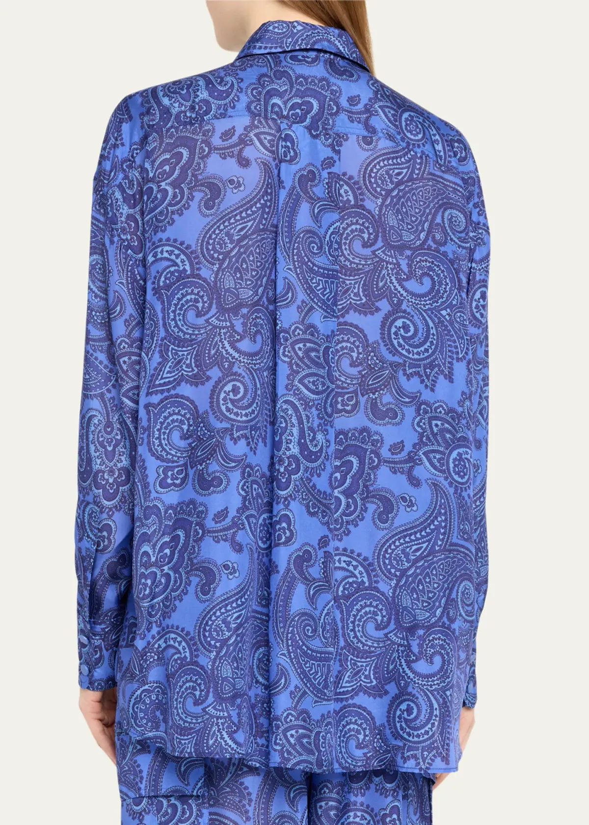 Zimmermann Ottie Relaxed Shirt Size 0P/ AU 6 and Pant Size 1/ AU 10 Set Blue Paisley - Image 3
