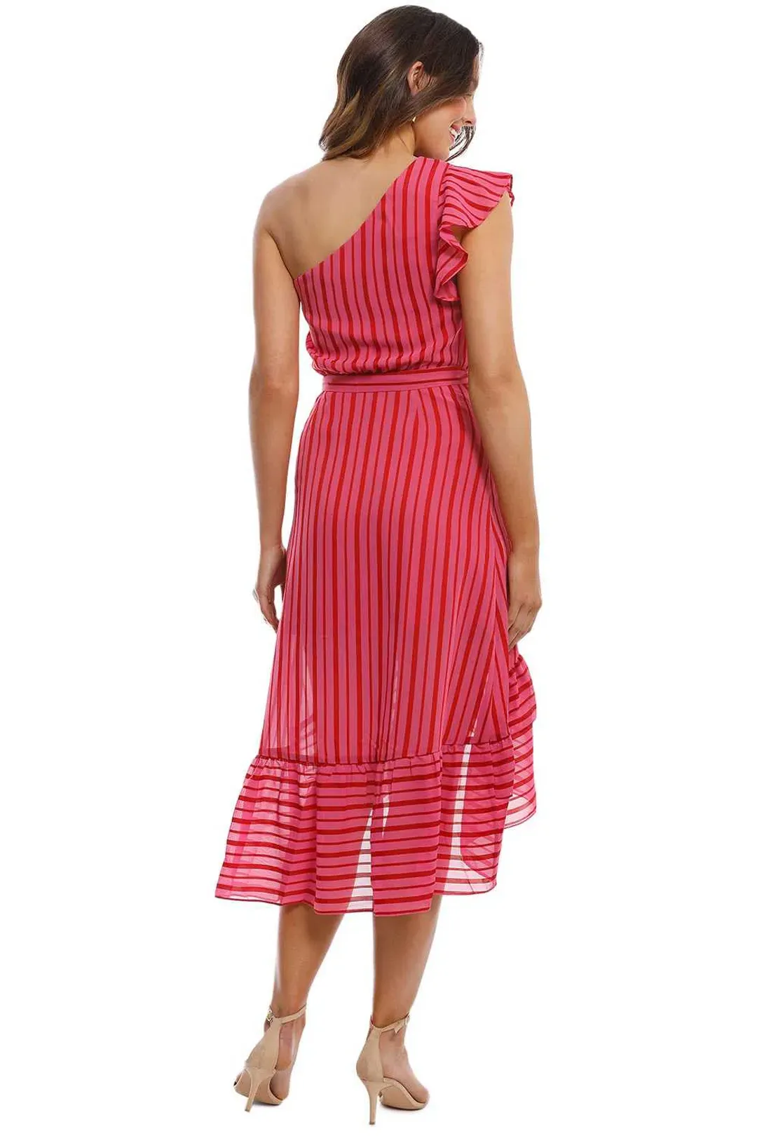 Talulah Candy Flounce Midi Dress Pink Size 8 for rent on The Volte - main image