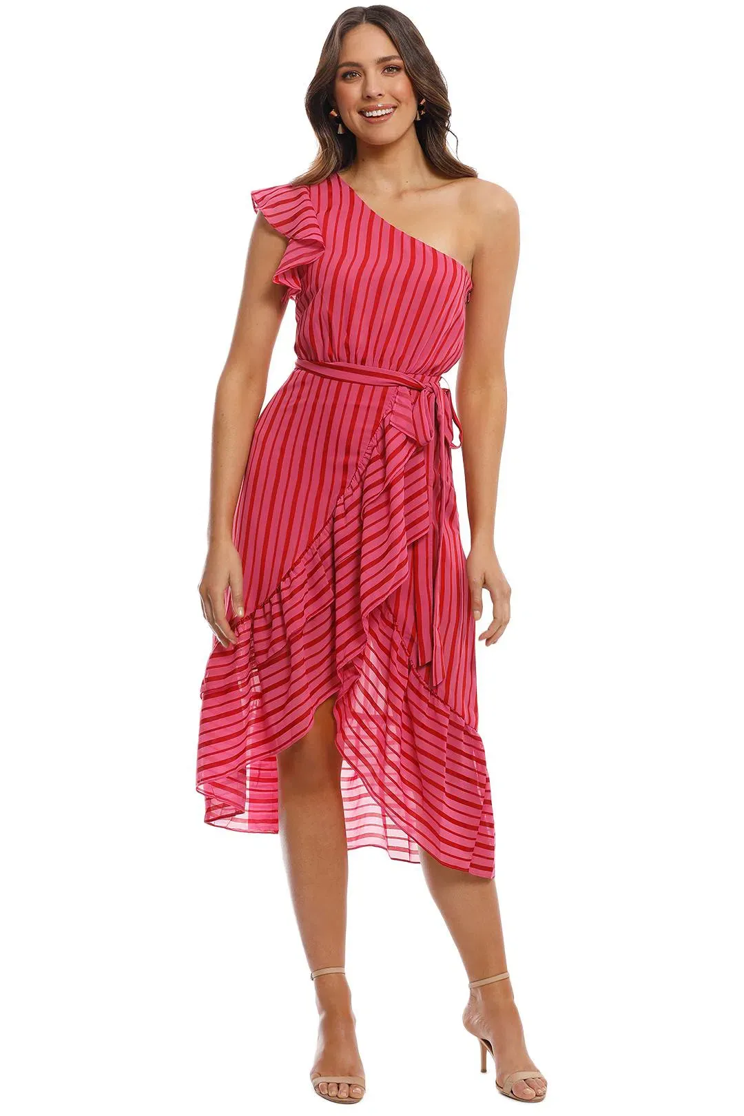 Talulah Candy Flounce Midi Dress Pink Size 8 for rent on The Volte - main image