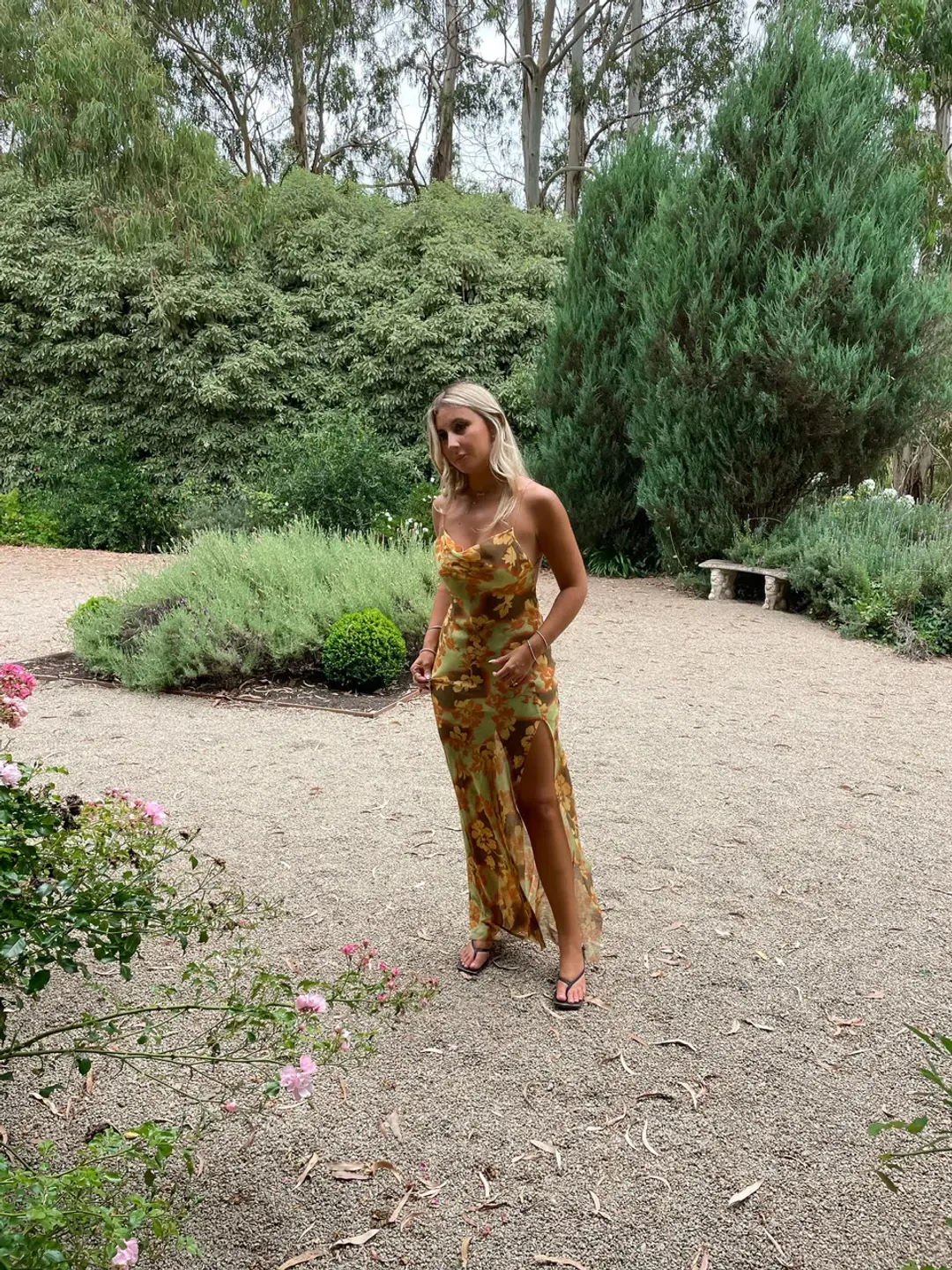 Bec & Bridge Drew Split Maxi Dress Hibiscus Patchwork Size 6 for rent on The Volte - main image