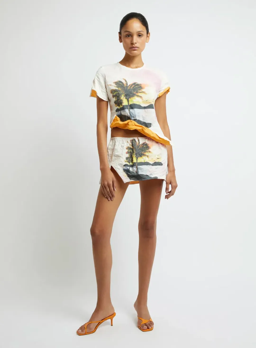 Christopher Esber Lost Souvenir Crushed Tee Size 8 & Mini Skirt Size 10 Print  for rent on The Volte - main image