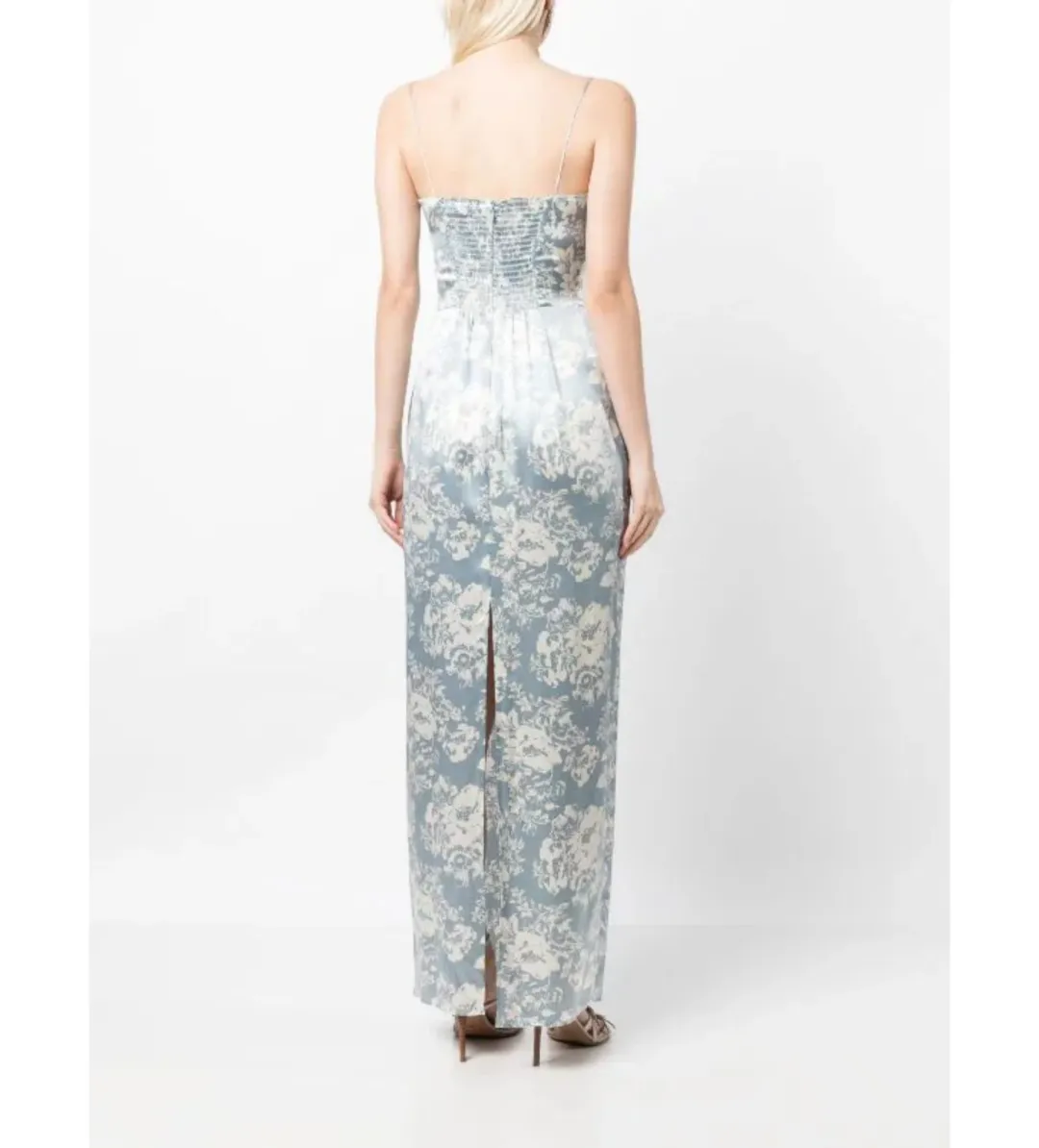 Reformation Frankie Silk Dress Blue Floral Size XS / AU 6 for rent on The Volte - main image