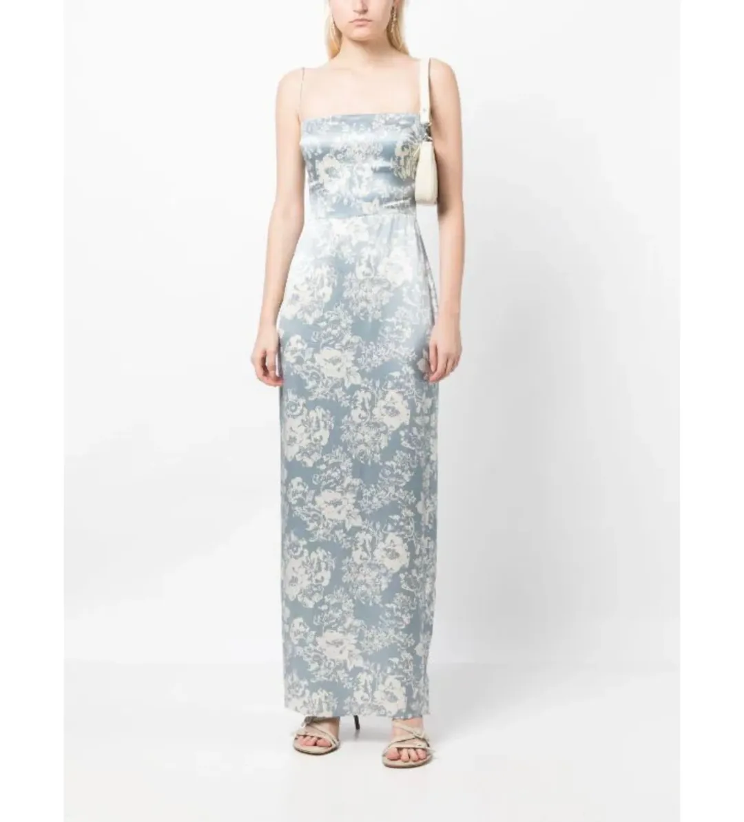 Reformation Frankie Silk Dress Blue Floral Size XS / AU 6 for rent on The Volte - main image