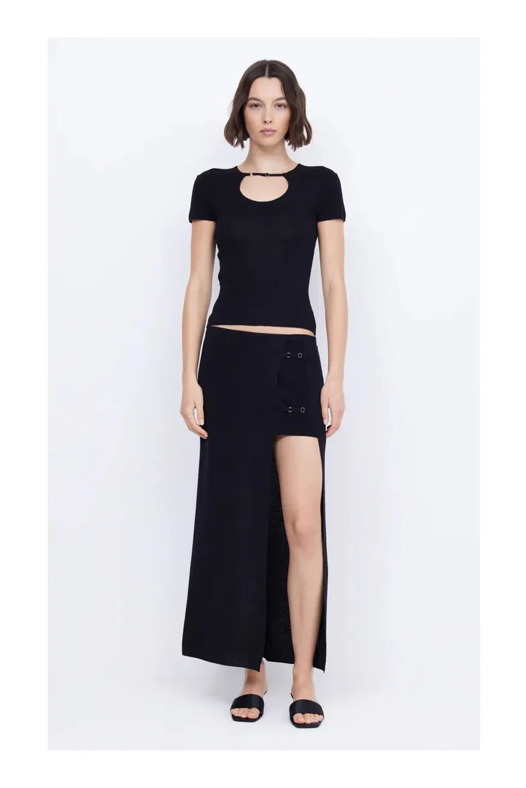 Bec and Bridge Caspian Knit Maxi Skirt Black Size S for rent on The Volte - main image